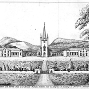 Front view of the New Church and King's Male and Female Orphan Schools now in progress of building at New Town, January 1831